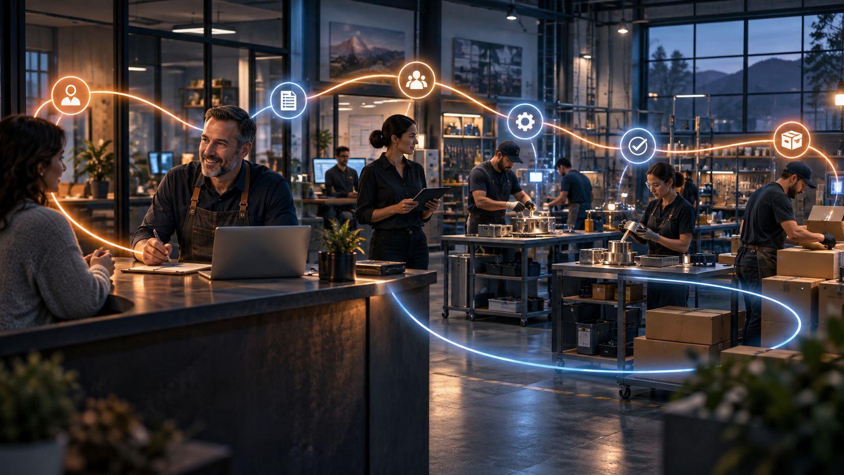 People and information connected through a real operation